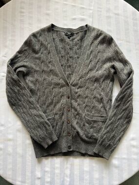 Talbots Charcoal 100% Cashmere Cable Knit Cardigan PP